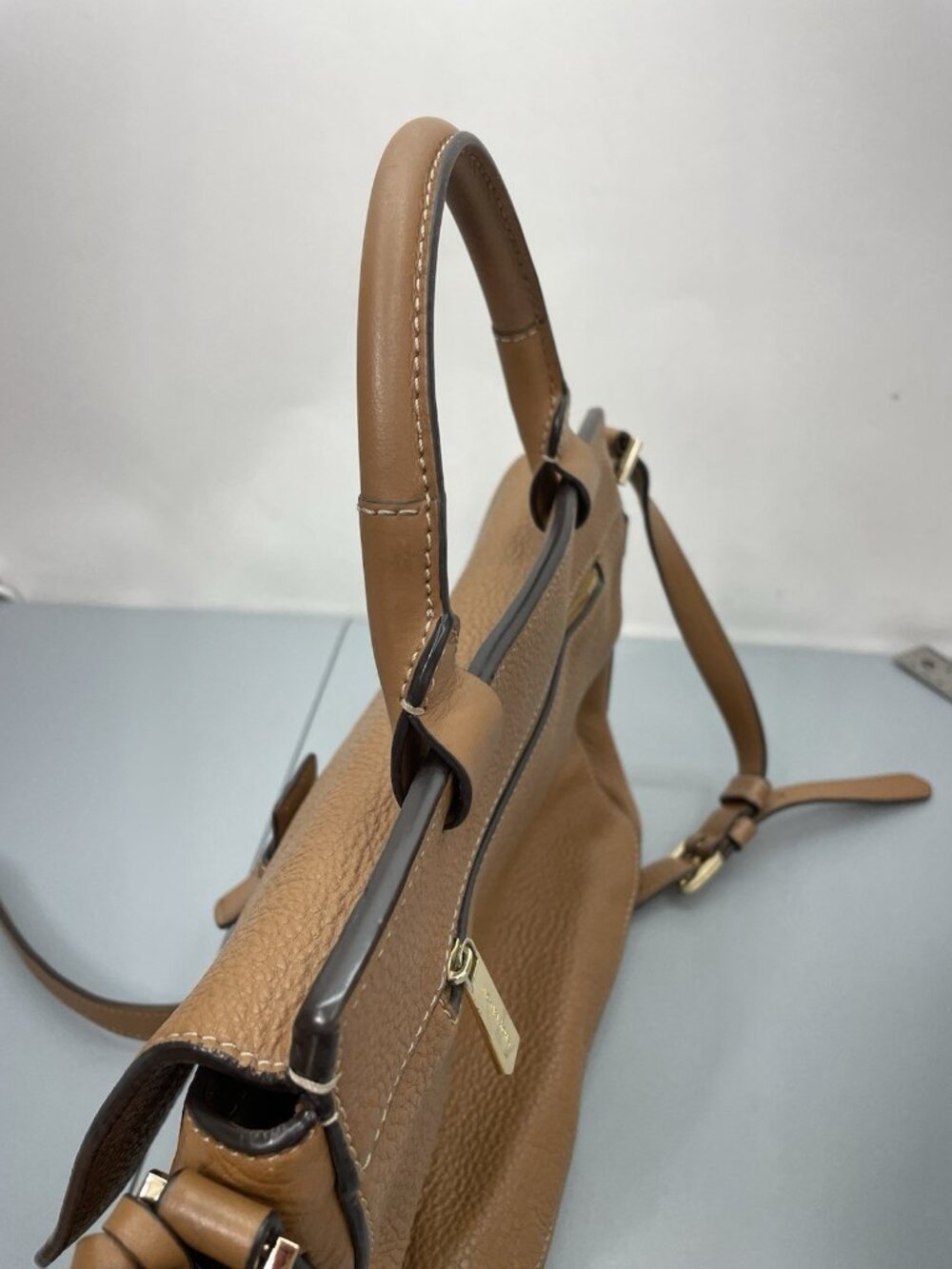 Michael Kors Romy Leather Crossbody Bag Saddle Messenger Pebbled‎ Leather Brown - Picture 7 of 16